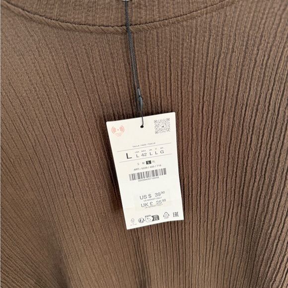 ZARA Brown Ribbed Men’s T-Shirt - Picture 2 of 3